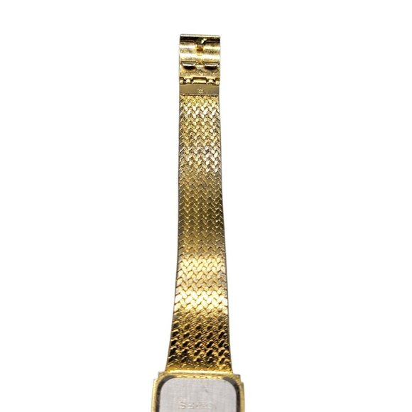 Seiko Galaxy Ladies Tank Watch VTG 1992 Gold Plated Black Dial 20mm 6" Mesh Band - Picture 13 of 16